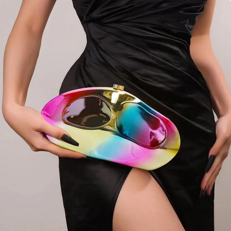 NEWROGENG Acrylic Clutch Purse for Women Evening Bag, Irregular Shell Acrylic Purse Box Clutch with Chain for Party Wedding Prom - Image 3